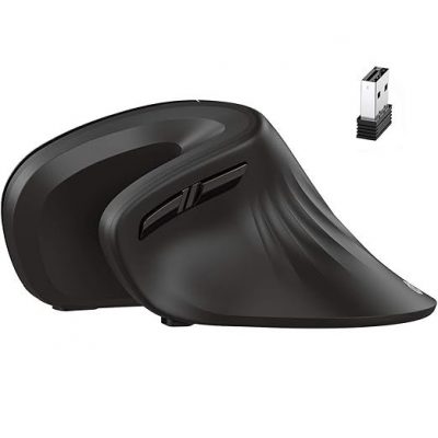 iClever Ergonomic Mouse, Vertical Mouse 6 Buttons Adjustable DPI with USB Computer Mouse, 2.4G Optical Wireless Mouse for Laptop/Mac/PC, Black