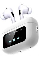 SPIKARUST Smart Touch Display True Wireless Buds, Type-C Fast Charging, Bv5.0, Find My Earbuds, 4 Mics ENC for Clear Calling, Transparency Mode, EQ Mode (White)