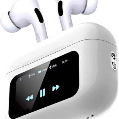 SPIKARUST Smart Touch Display True Wireless Buds, Type-C Fast Charging, Bv5.0, Find My Earbuds, 4 Mics ENC for Clear Calling, Transparency Mode, EQ Mode (White)