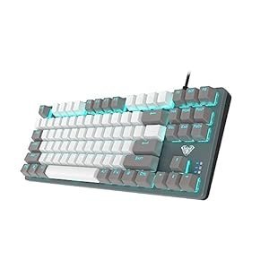 AULA F3287 TKL Tenkeyless Mechanical Wired USB Gaming Keyboard | 8 Different Pre-Set Game Modes Without Numlock Keys (Grey, White)