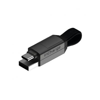 inCharge Rolling Square 6 Portable Keychain Charger Cable,6-In-1 Multi Charging Cable,Mercury Gray, USB
