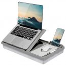 LAPGEAR Ergo Pro Lap Desk with 20 Adjustable Angles, Mouse Pad, and Phone Holder - Gray - Fits up to 15.6 Inch Laptops and Most Tablets - Style No. 49405