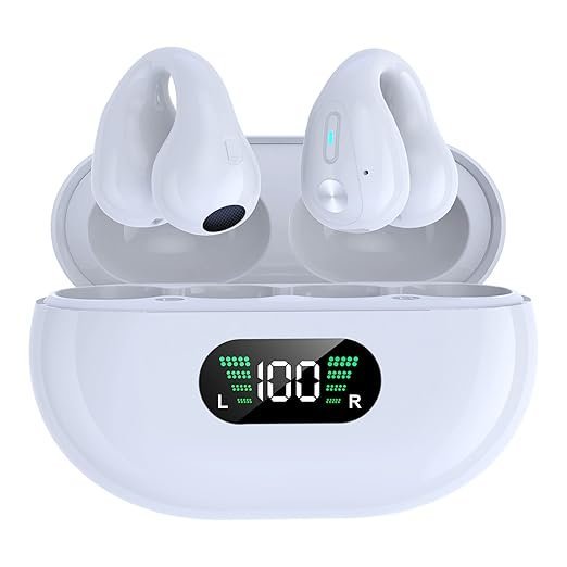 EWave P100 Bluetooth Wireless Ear-Clips with Open Ear Design and Saftey Standards,500mAH Battery,ANC Noise Reduction Algorithm,MFB Button,5H Playtime,30H Total Usage,240H Standby