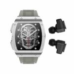 Smart Watch with Earbuds, 2 in 1 Military Bluetooth Smart Watch, 1.91" HD IPS Screen Smartwatch for Men, Rugged Military Bluetooth Call Fitness Tracker, IP67 Waterproof, AI Voice Assistant (Silver)