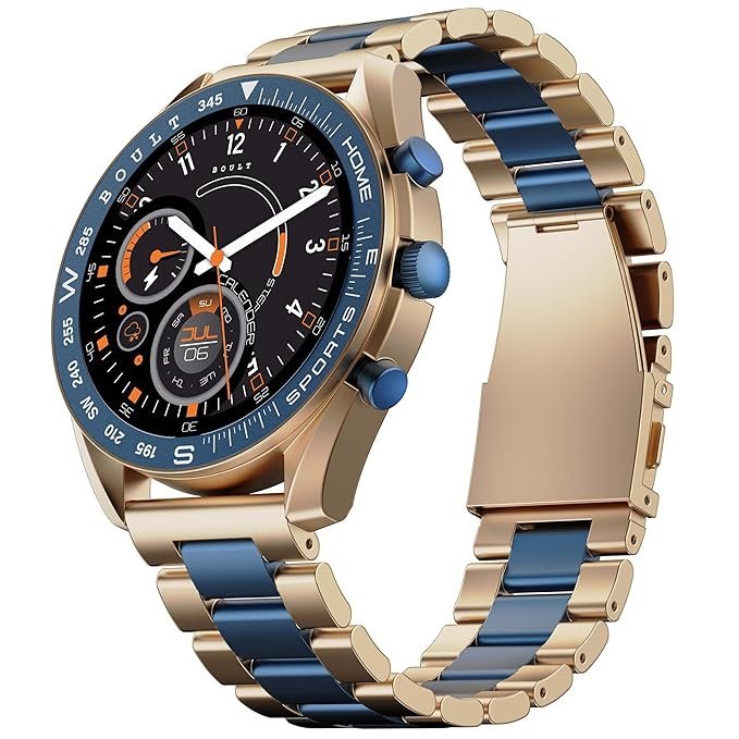 Boult Mirage Smart Watch 1.39''HD Screen, Bluetooth Calling, IP67, Zinc Alloy Frame, 500 Nits Brightness, AI Voice Assistant, SpO2 Monitoring, 120+ Sports Mode (Amber Blue)
