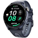 Titan Celestor Smartwatch with 1.43" AMOLED Display & AOD|60Hz Fluid Display|Advanced GPS with Altimeter, Barometer & CompassPiezoelectric CrownBT Calling|NitroFast Charge|Upto 7 Day Battery|3ATM,Blue
