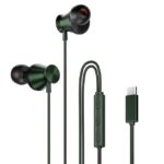 HAMMER Nova in Ear C Type Earphones Wired with Mic,13mm Driver, in-line Control, Metallic Built, Powerful Bass, Comfortable & Lightweight (Green)