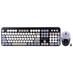 ZEBRONICS Companion 301 2.4GHz Wireless Keyboard & Mouse Combo with UV Printed, Retro Style Keys, 104 + 12 Integrated Multimedia Keys, 1600 DPI, High Precision (Black + Grey)