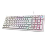 EvoFox Katana X2 Mechanical Gaming Keyboard | 96 Keys Compact Mechanical Keyboard | Outemu Red switches, 13 Effects Rainbow Backlighting, 25 Anti-Ghosting Keys, Multifunction Volume Controller | Wired-White