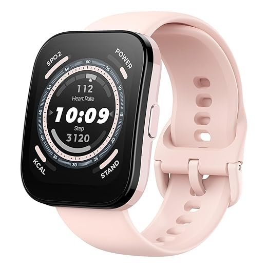 Amazfit Bip 5 Smart Watch with 1.91''Ultra Large Screen, Bluetooth Calling, Alexa Built-in, GPS Tracking, 10-Day Battery Life, Health Fitness Tracker with Heart Rate, Blood Oxygen Monitoring (Pink)