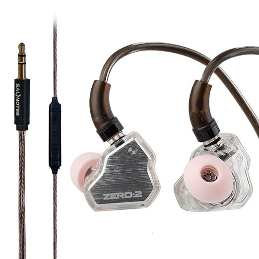 Concept Kart 7Hz x Crinacle Zero 2 in Ear Monitor, Updated 10mm Dynamic Driver IEM, Wired Earbuds Earphones, Gaming Earbuds, with OFC IEM Cable for Musician (Silver, Mic)