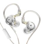 Concept Kart Kz Edx Pro Iem Earphone,Hifi Stereo Special Dual Magnetic Circuit Dynamic Driver Resin Inlay Metal Process In-Ear Monitors Earbuds With 5N Ofc 2Pin Detachable Cable(White,With Mic),Wired