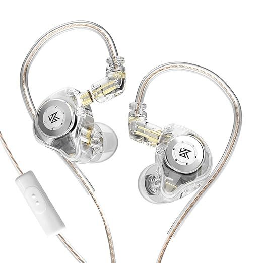 Concept Kart Kz Edx Pro Iem Earphone,Hifi Stereo Special Dual Magnetic Circuit Dynamic Driver Resin Inlay Metal Process In-Ear Monitors Earbuds With 5N Ofc 2Pin Detachable Cable(White,With Mic),Wired