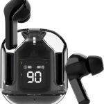 Olivepranc Ultrapods TWS Earbud Transparent Design, 30 Hrs Playtime with Fast 30 Hrs Playtime with Fast Charging Bluetooth 5.313Mm Hd Bass Drivers (Black) - in Ear
