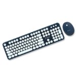 Pebble Wireless Mouse & Keyboard Combo with 2.4GHz Nano Receiver, Rounded Keys, Integrated Multimedia Control and Power Saving (Blue)