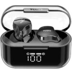 TOZO Crystal Buds Bluetooth 5.3 True Wireless Stereo Earbuds IPX7 Waterproof in Ear Headset Call Noise Reduction Headphones with Digital Display and Transparent Case Long Standby Earphones Black