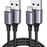 UGREEN USB A to USB C Cable [2M, 2-Pack], Nylon Braided Type C Cord Fast Charging Compatible with iPhone 16 Pro/15, Galaxy S24 S23, Pixel, Nokia, Moto, LG, Switch, Android Auto