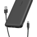 Belkin Portable Charger, USB-C Power Bank 10000mAh w/ 1 USB-C Port and 2 USB-A Ports, 15W w/USB-A to USB-C Cable for iPhone 16, 16 Plus, 16 Pro, 16 Pro Max, Samsung Galaxy S24, & More - Black