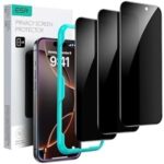 ESR 3 Pack for iPhone 16 Pro Max Privacy Tempered Glass, Anti-Spy Screen Protector Privacy Screen Guard with Easy Installation Tool, Micro-curved Edges, Case Friendly