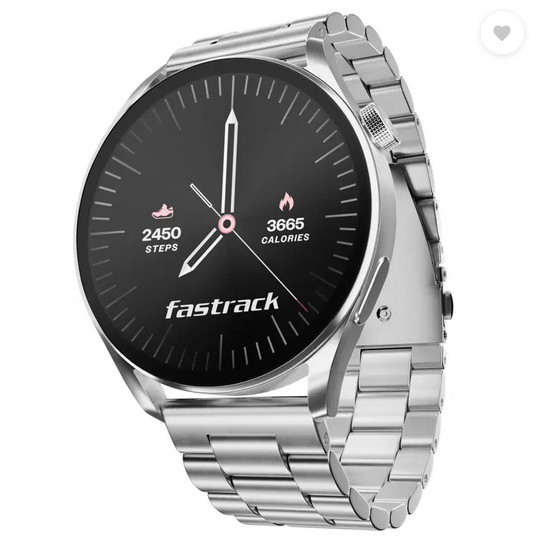 Fastrack Dezire FX1 Luxury Metal with 1.38'' HD Display|Functional Crown|BT Calling|60 Hz Smartwatch (Steel Strap, Free Size)