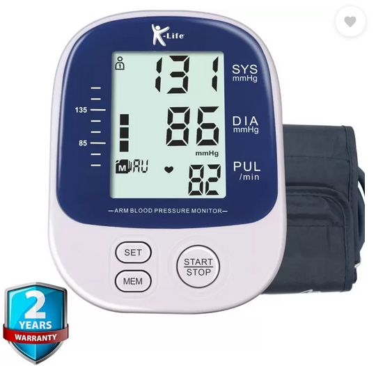 K-life 109 Fully Automatic Digital Blood Pressure Checking Machine BP Testing Bp Monitor  (White Blue)