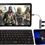 Henture Tablet Keyboard and Mouse Combo with USB Hub, C-Type OTG Cable, and Mouse Pad Combo Set??(Black)